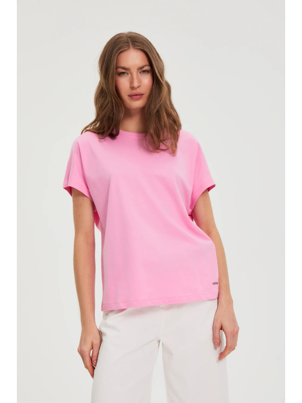 Moodo Rózsaszín pamut rövid ujjú blúz Moodo