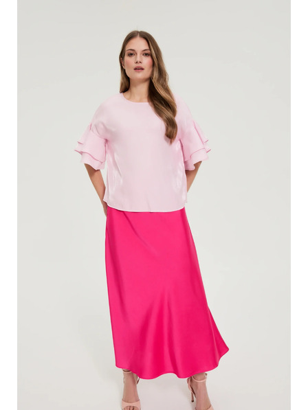 Moodo Rózsaszín volán ujjú blúz Moodo