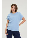 Moodo Pamut kék rövid ujjú blúz Moodo