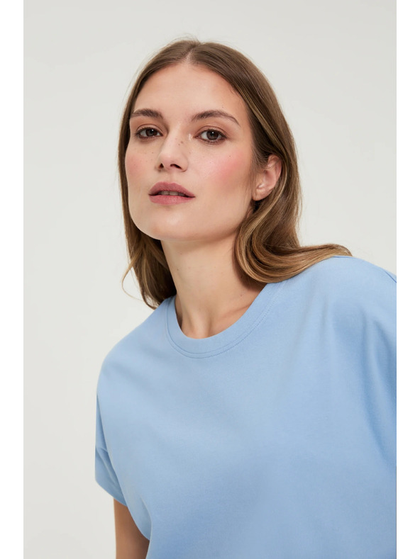 Moodo Pamut kék rövid ujjú blúz Moodo