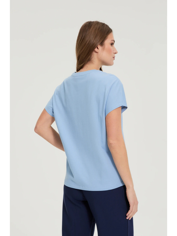 Moodo Pamut kék rövid ujjú blúz Moodo