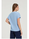 Moodo Pamut kék rövid ujjú blúz Moodo