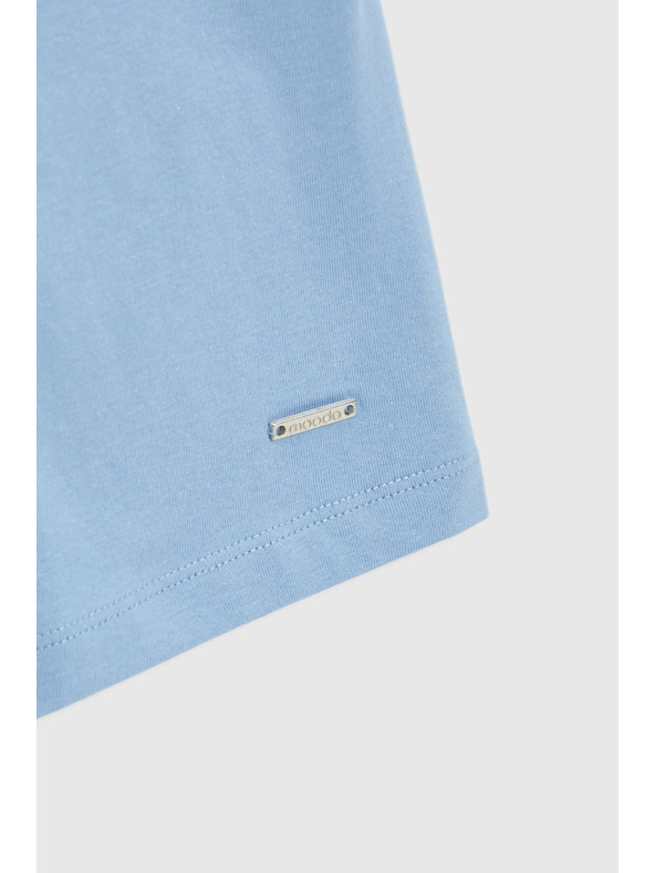 Moodo Pamut kék rövid ujjú blúz Moodo