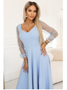 numoco LORETTA Egyedi hosszú ruha tüll ujjakkal és kivágással - világoskék