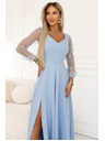 numoco LORETTA Egyedi hosszú ruha tüll ujjakkal és kivágással - világoskék