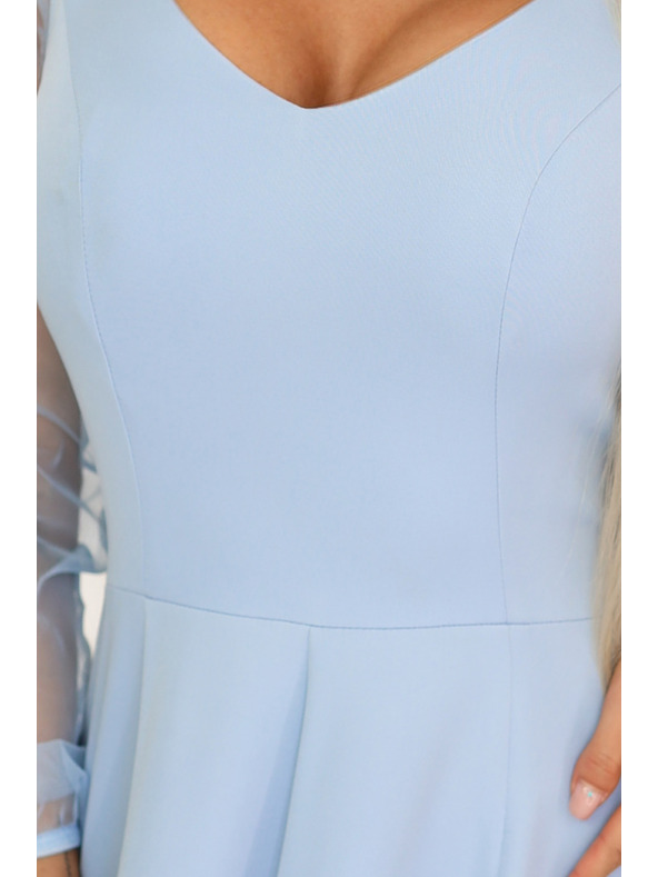 numoco LORETTA Egyedi hosszú ruha tüll ujjakkal és kivágással - világoskék