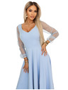 numoco LORETTA Egyedi hosszú ruha tüll ujjakkal és kivágással - világoskék