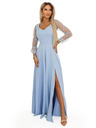 numoco LORETTA Egyedi hosszú ruha tüll ujjakkal és kivágással - világoskék