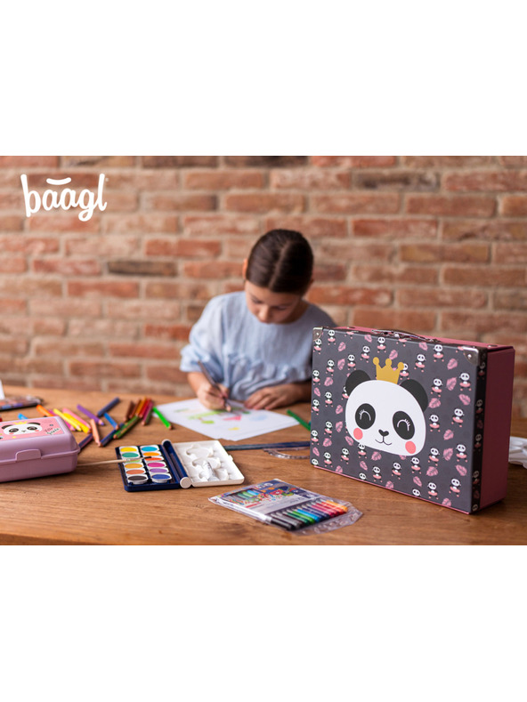 BAAGL  BAAGL Összecsukható iskolai koffert Panda fém kilincsekkel