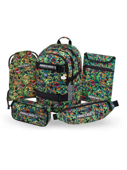 BAAGL  BAAGL SZETT 5 Skate Minecraft Chaos: hátizsák, tolltartó, zsák, övtáska, noteszgép tok