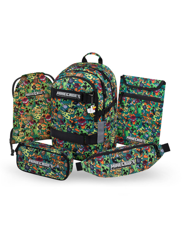 BAAGL  BAAGL SZETT 5 Skate Minecraft Chaos: hátizsák, tolltartó, zsák, övtáska, noteszgép tok