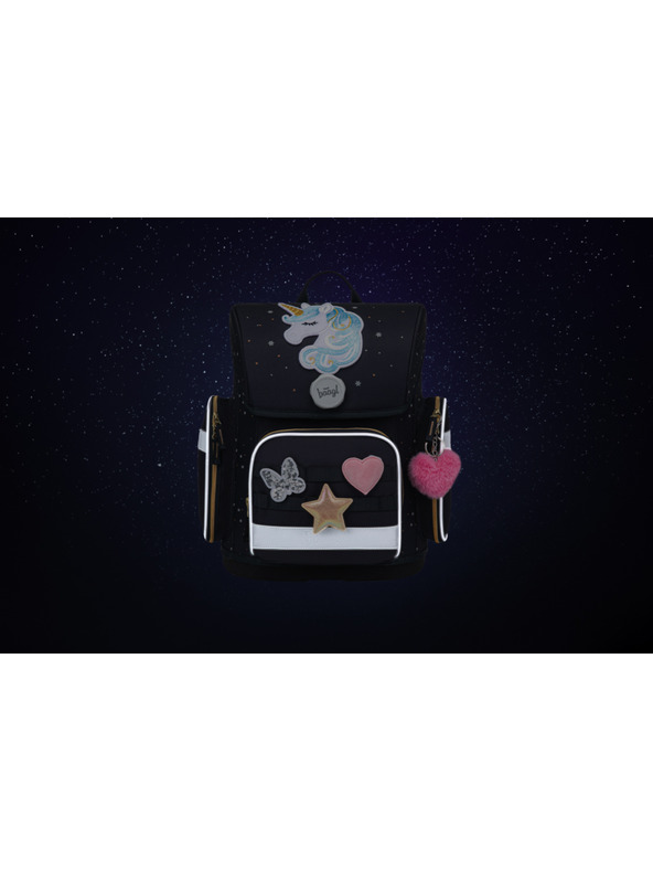 BAAGL  BAAGL SZETT 3 Ergo Unicorn Gold: iskolatáska, tolltartó, zsák
