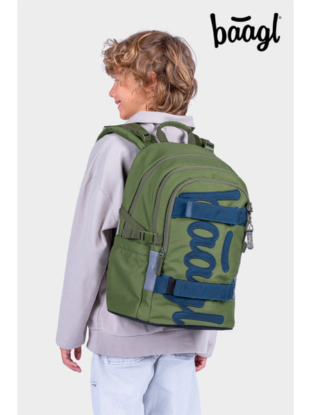 BAAGL  BAAGL SZETT 3 Skate Olive: hátizsák, tolltartó, sporttáska GRS