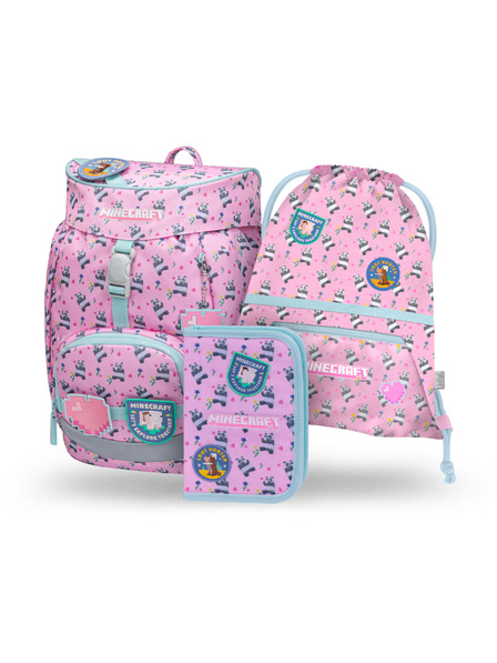 BAAGL  BAAGL SZETT 3 Airy Minecraft Panda: hátizsák, tolltartó, zsák