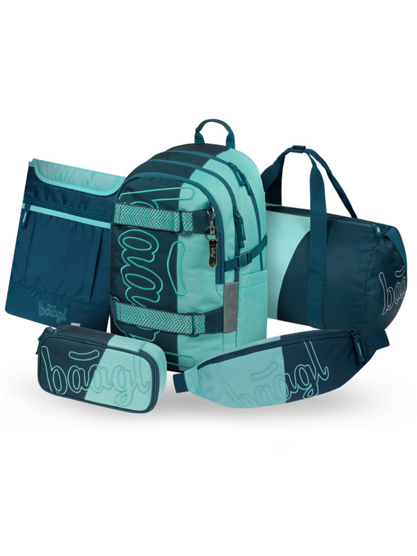 BAAGL  BAAGL SZETT 5 Skate Petrol: hátizsák, tolltartó, sportzsák, övtáska, notebook tok GRS