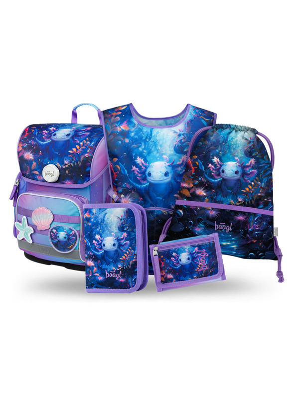 BAAGL  BAAGL SZETT 5 Ergo Axolotl: aktitáska, tolltartó, zsák, kötény, pénztárca