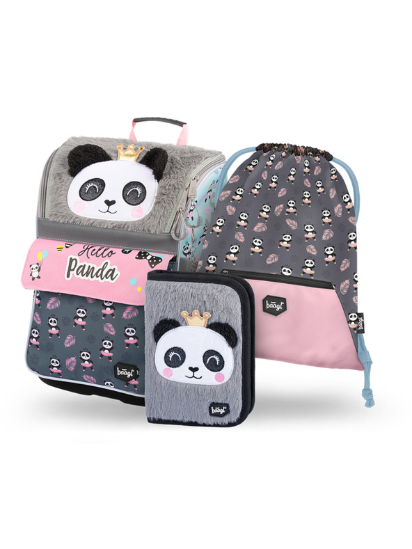 BAAGL  Szürke 3 szett zippy panda: aktatáska, tolltartó, táska Baagl