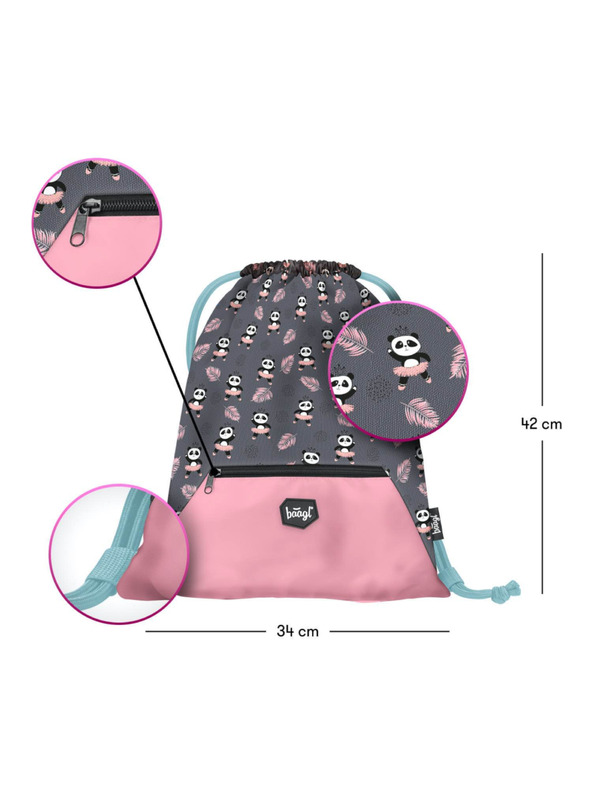BAAGL  Szürke 3 szett zippy panda: aktatáska, tolltartó, táska Baagl