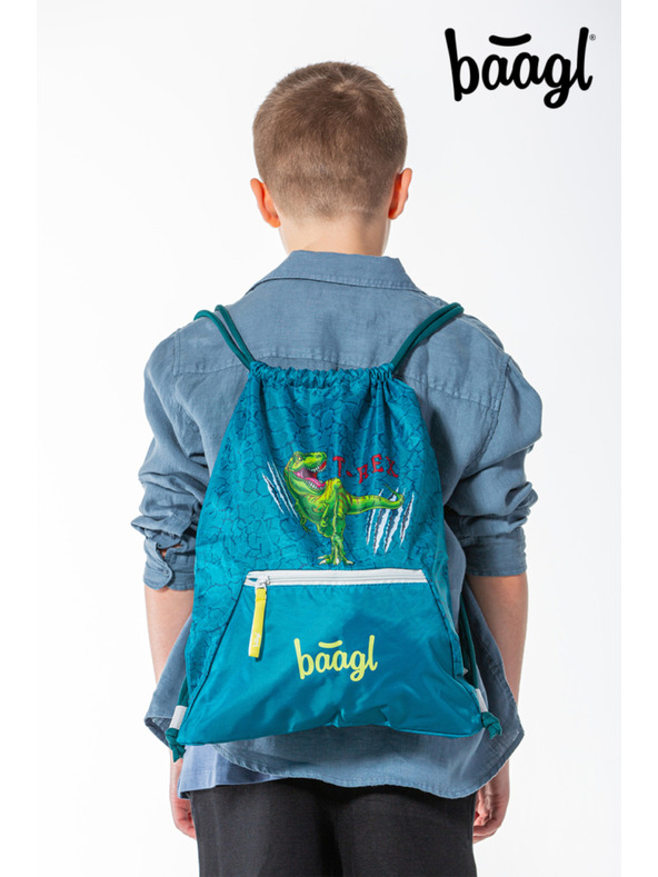 BAAGL  Zöld táska zsebbel Baagl T-Rex