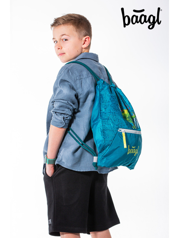 BAAGL  Zöld táska zsebbel Baagl T-Rex