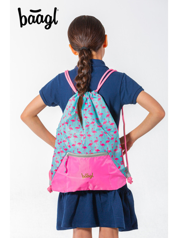 BAAGL  Rózsaszín táska zsebbel Baagl Flamingo