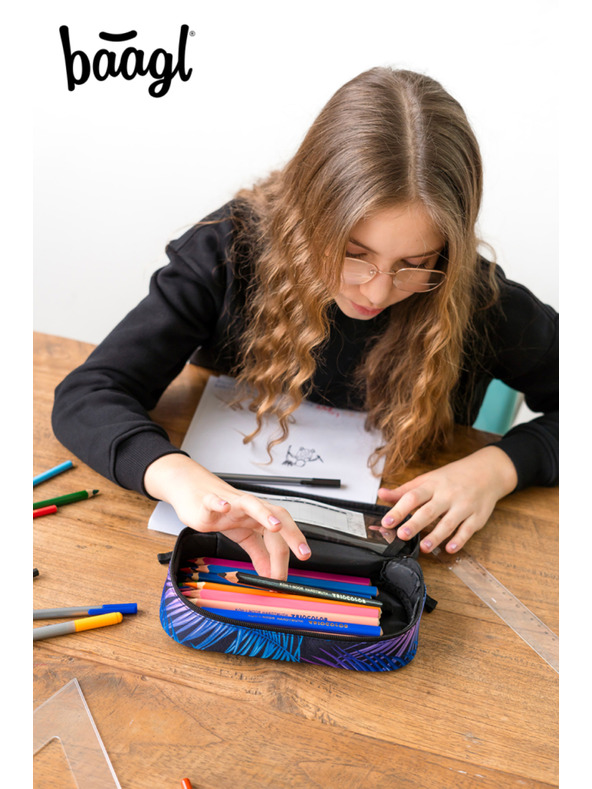 BAAGL  Kék iskolai tolltartó Baagl Palm