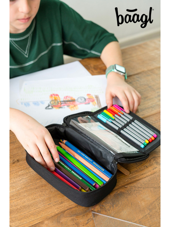 BAAGL  Szürke iskolai tolltartó Baagl Darkness