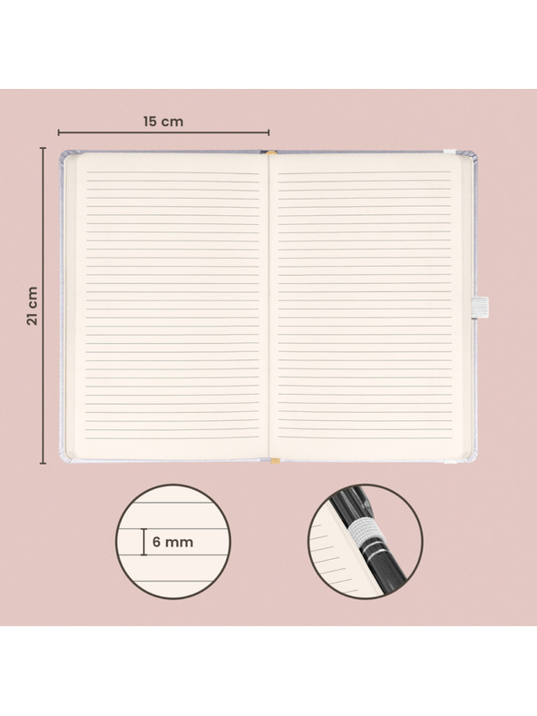 NOTIQUE NOTIQUE Notes Balacron, ezüst, bélelt, 15 x 21 cm