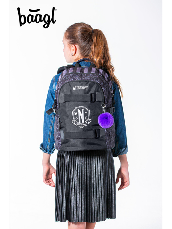 BAAGL  Fekete Iskola Hátizsák Skate szerda Nevermore Baagl