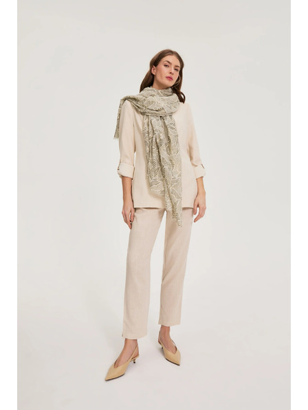 Moodo Olívzöld mintás sál Moodo