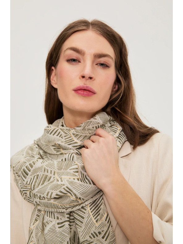 Moodo Olívzöld mintás sál Moodo