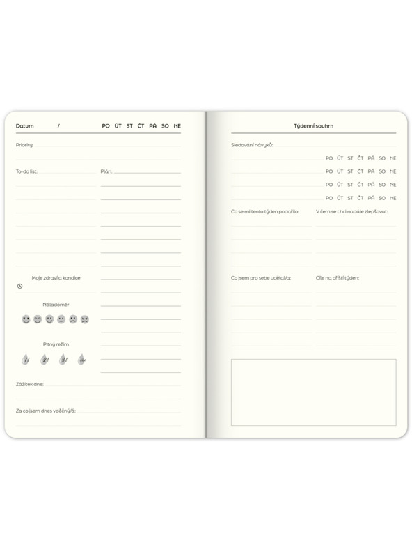 ELLA & MAX Undatált jegyzetfüzet Note to self, 5 perc naponta, 13 × 21 cm