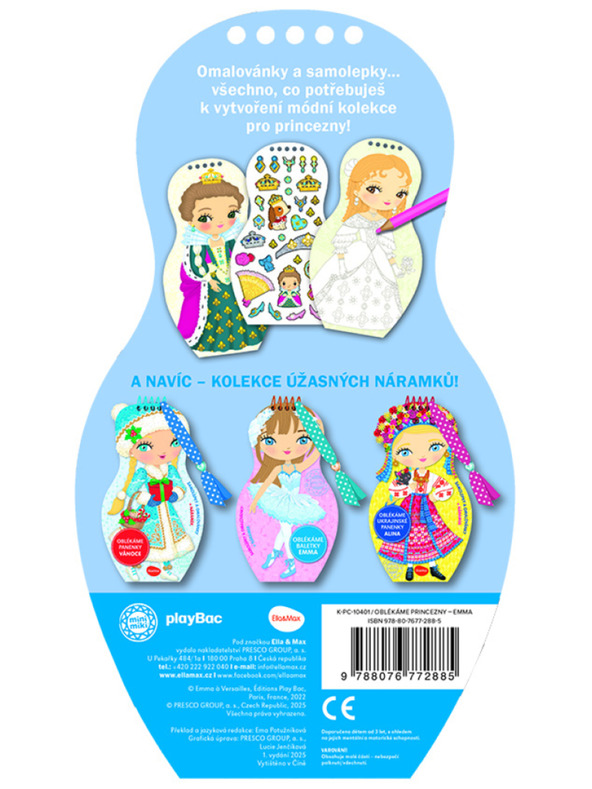 ELLA & MAX Öltözzük fel a babákat HERCEGNŐ EMMA – Kifestőkönyv