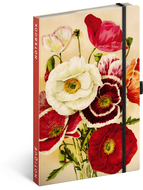 NOTIQUE NOTIQUE Jegyzettömb Pipacs Kateřina Winterová, vonalas, 13 x 21 cm