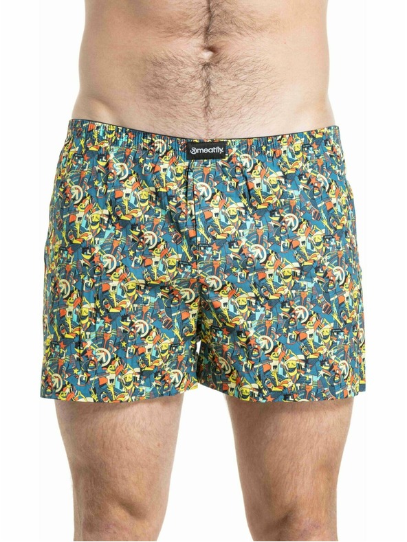 Meatfly Meatfly férfi boxer rövidnadrág Agostino Blue Partyboi / Cityboi Double Pack