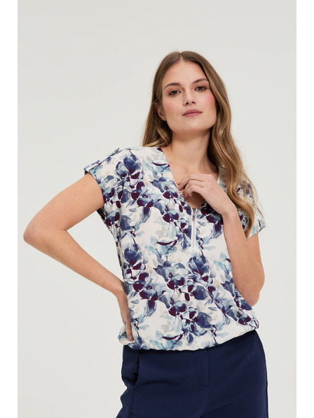 Moodo Sötétkék virágmintás viszkóz ing Moodo