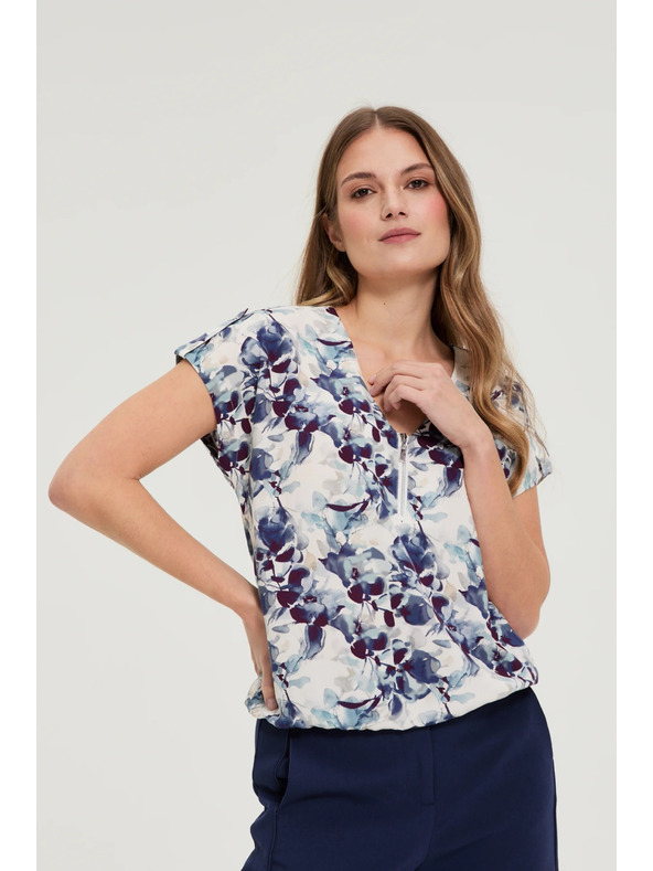 Moodo Sötétkék virágmintás viszkóz ing Moodo