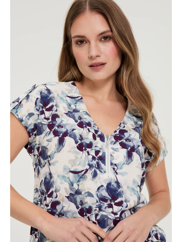 Moodo Sötétkék virágmintás viszkóz ing Moodo