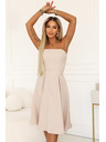 numoco VIVIENNE Korzettás bővített midi ruha övvel - világos bézs