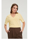 Moodo Pamut blúz V-nyakkivágással sárga Moodo