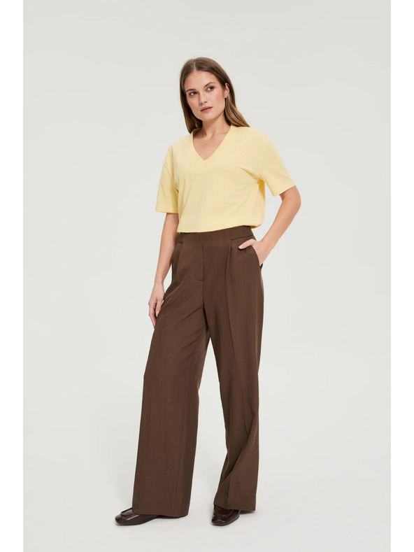 Moodo Pamut blúz V-nyakkivágással sárga Moodo