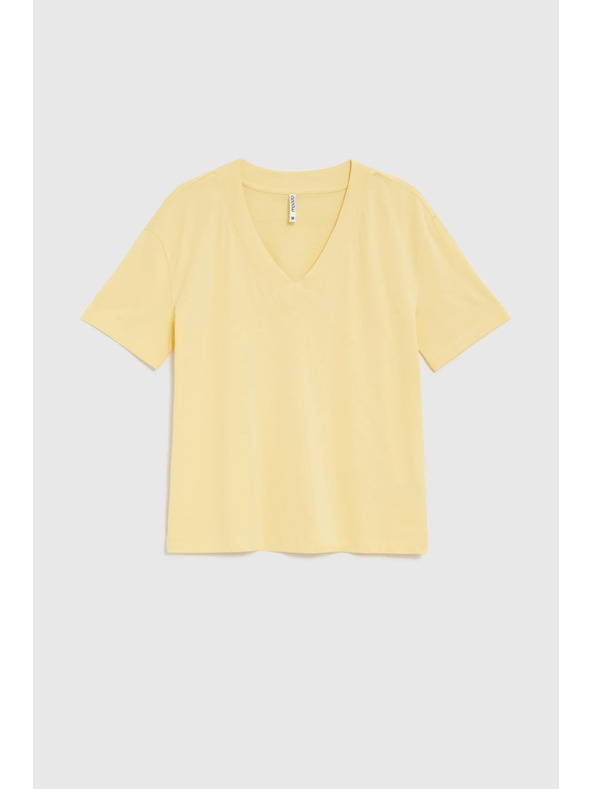 Moodo Pamut blúz V-nyakkivágással sárga Moodo