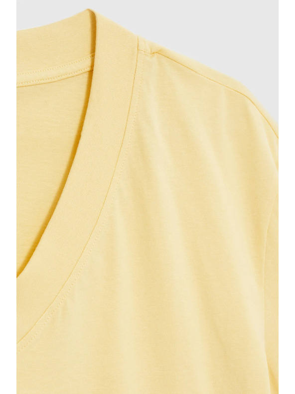 Moodo Pamut blúz V-nyakkivágással sárga Moodo