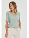 Moodo Pamut blúz V-nyakkivágással olíva Moodo