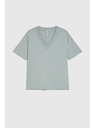 Moodo Pamut blúz V-nyakkivágással olíva Moodo