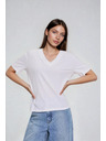 Moodo Pamut blúz V-nyakkivágással fehér Moodo