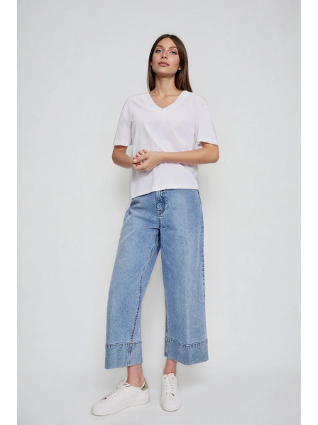 Moodo Pamut blúz V-nyakkivágással fehér Moodo