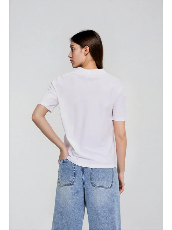 Moodo Pamut blúz V-nyakkivágással fehér Moodo