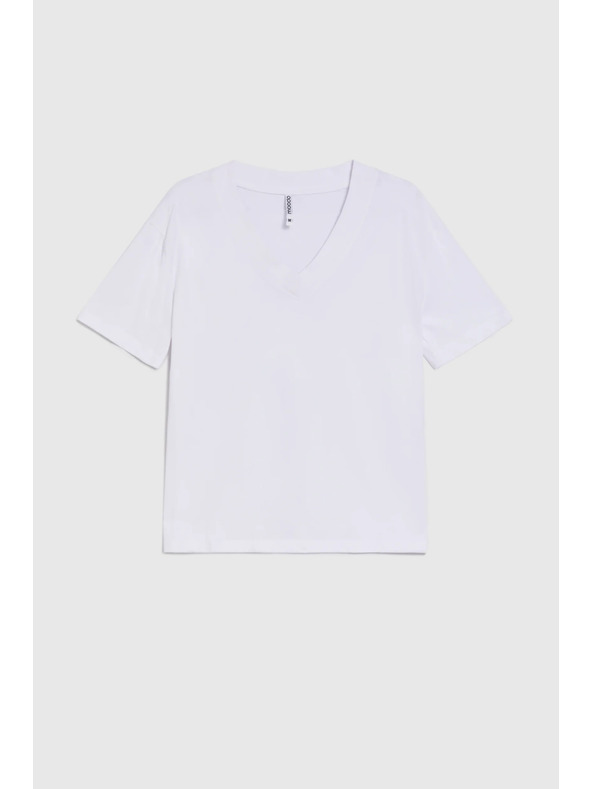 Moodo Pamut blúz V-nyakkivágással fehér Moodo