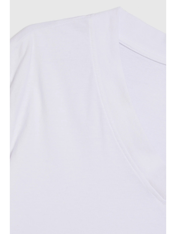 Moodo Pamut blúz V-nyakkivágással fehér Moodo